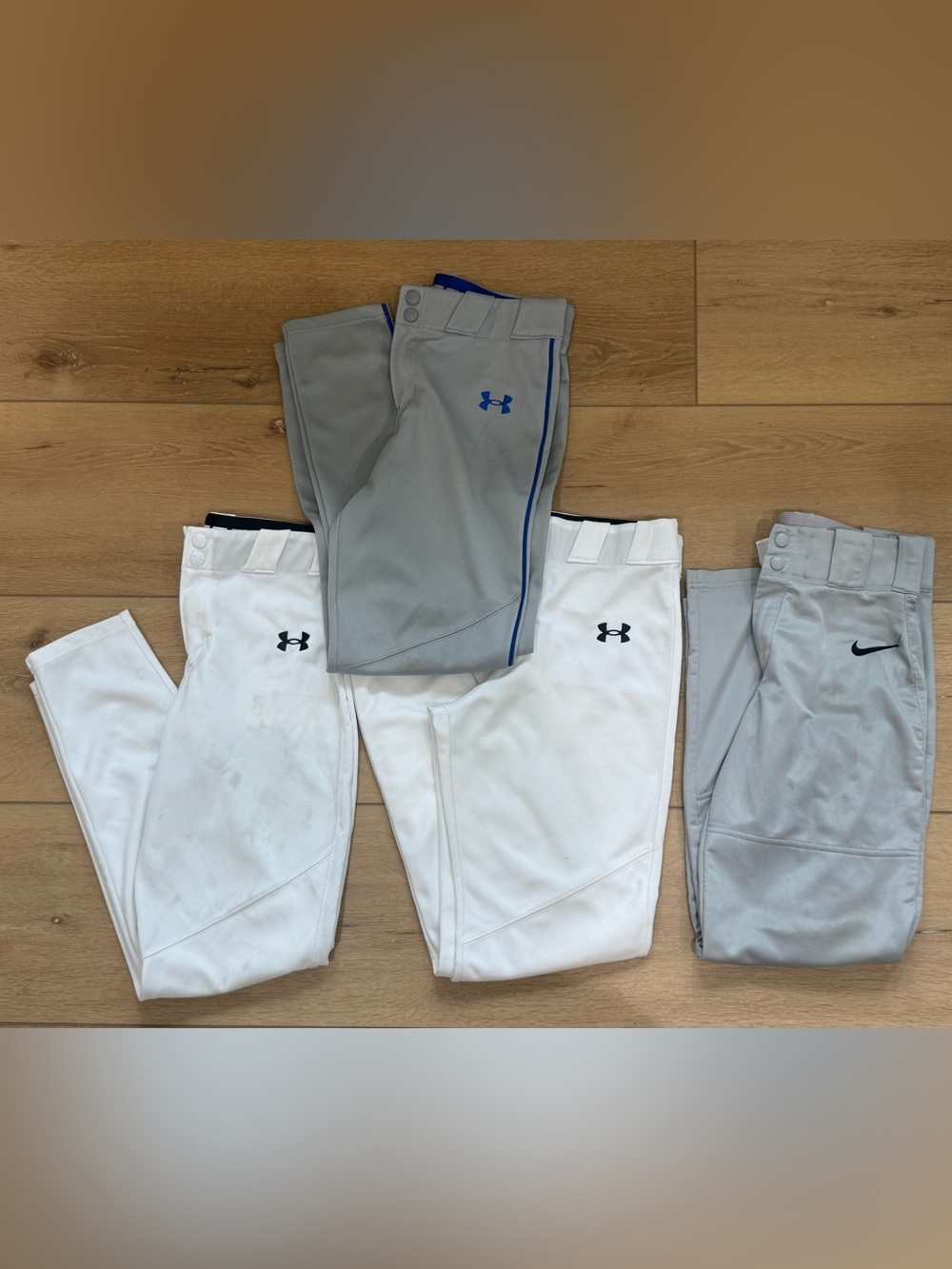 Kids' White and Gray Baseball Pants
